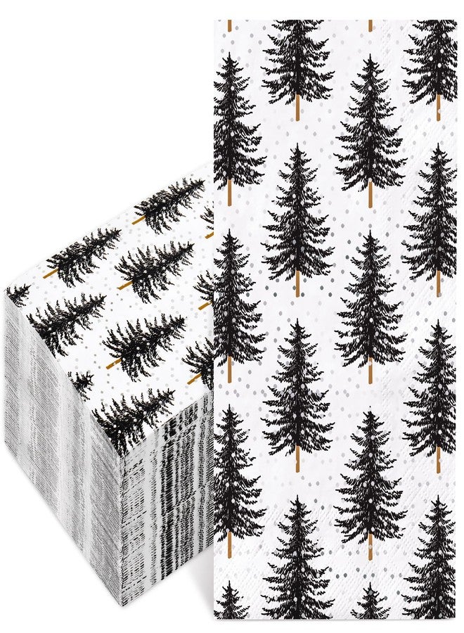 وولاين مجموعة مناديل ضيوف عيد الميلاد من والين، 50 قطعة، سوداء اللون، بتصميم شجرة عيد الميلاد، للاستخدام مرة واحدة، مناسبة للعشاء، مصنوعة من ورق مقوى، مثالية لحفلات الشتاء، ولتزيين طاولة الطعام والحمام. - Image 1